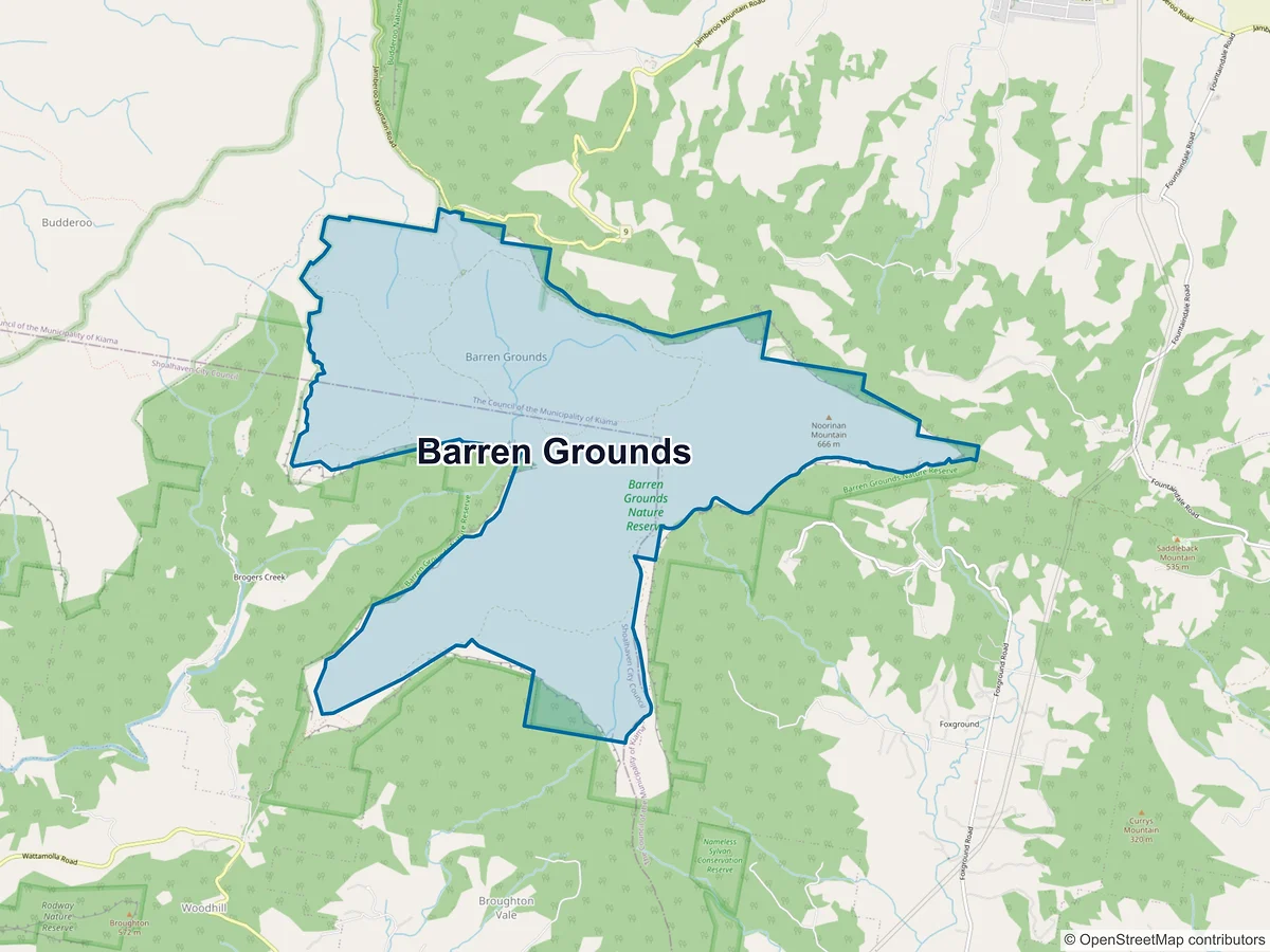 Map of Barren Grounds, NSW, Australia