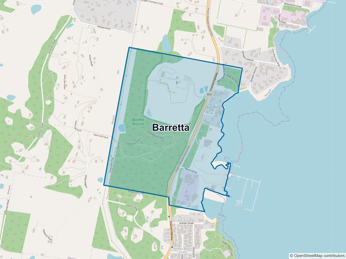 Map of Barretta, TAS, Australia