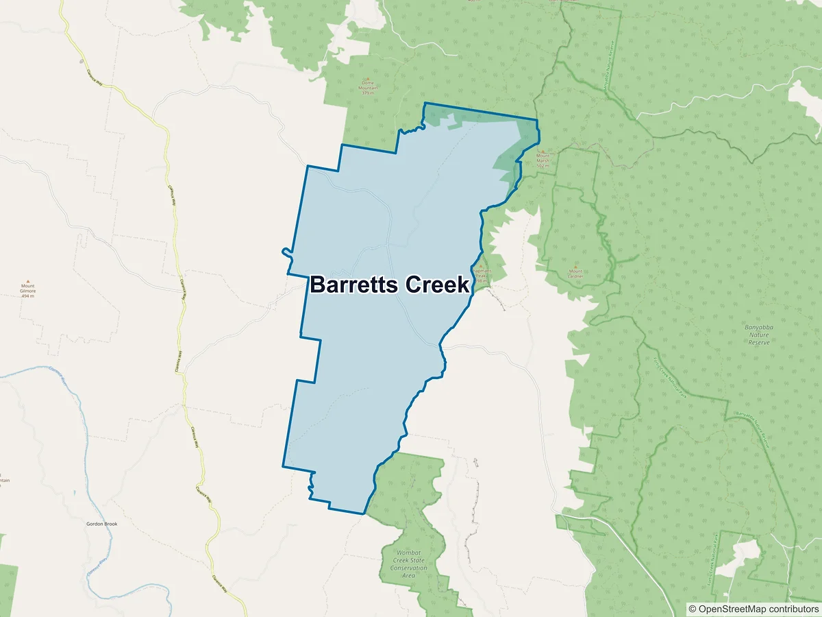 Map of Barretts Creek, NSW, Australia