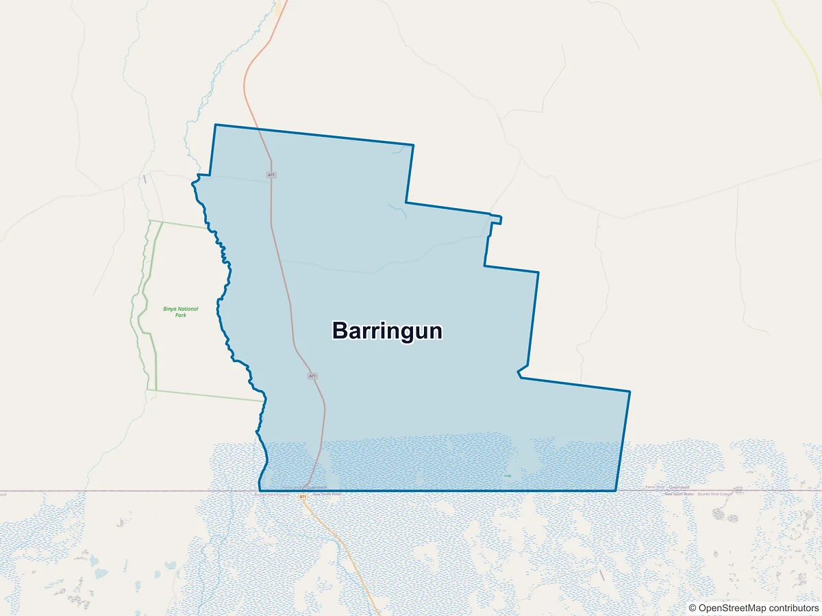 Map of Barringun, QLD, Australia