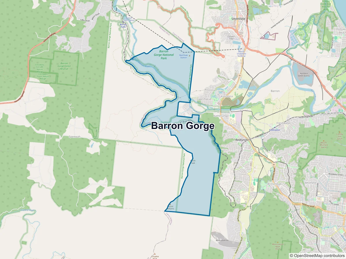Map of Barron Gorge, QLD, Australia