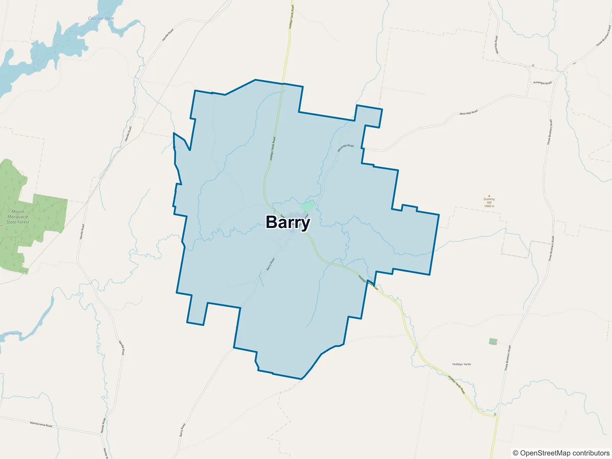 Map of Barry, NSW, Australia