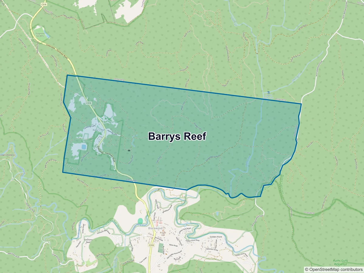 Map of Barrys Reef, VIC, Australia