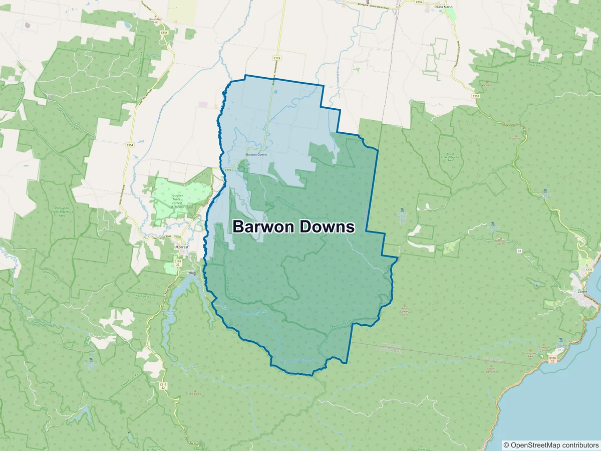 Map of Barwon Downs, VIC, Australia