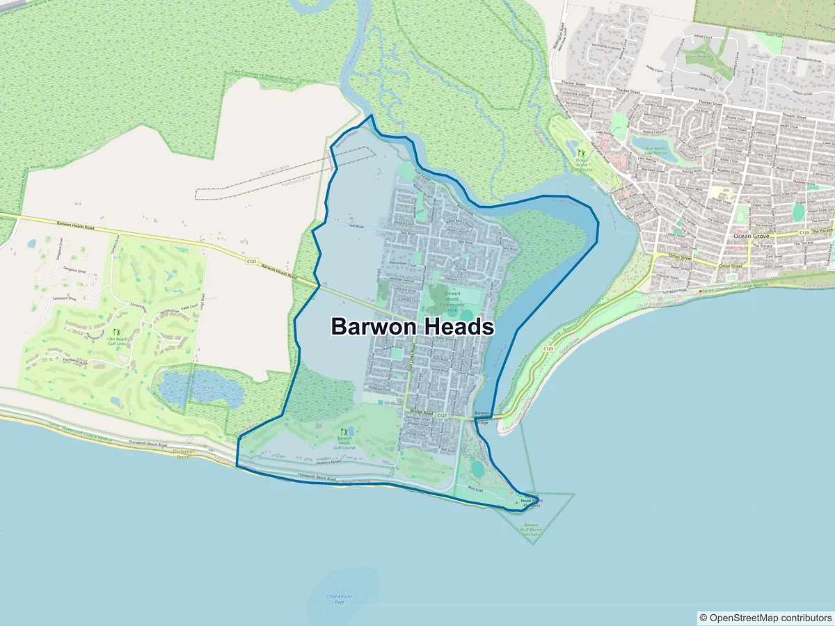 Map of Barwon Heads, VIC, Australia