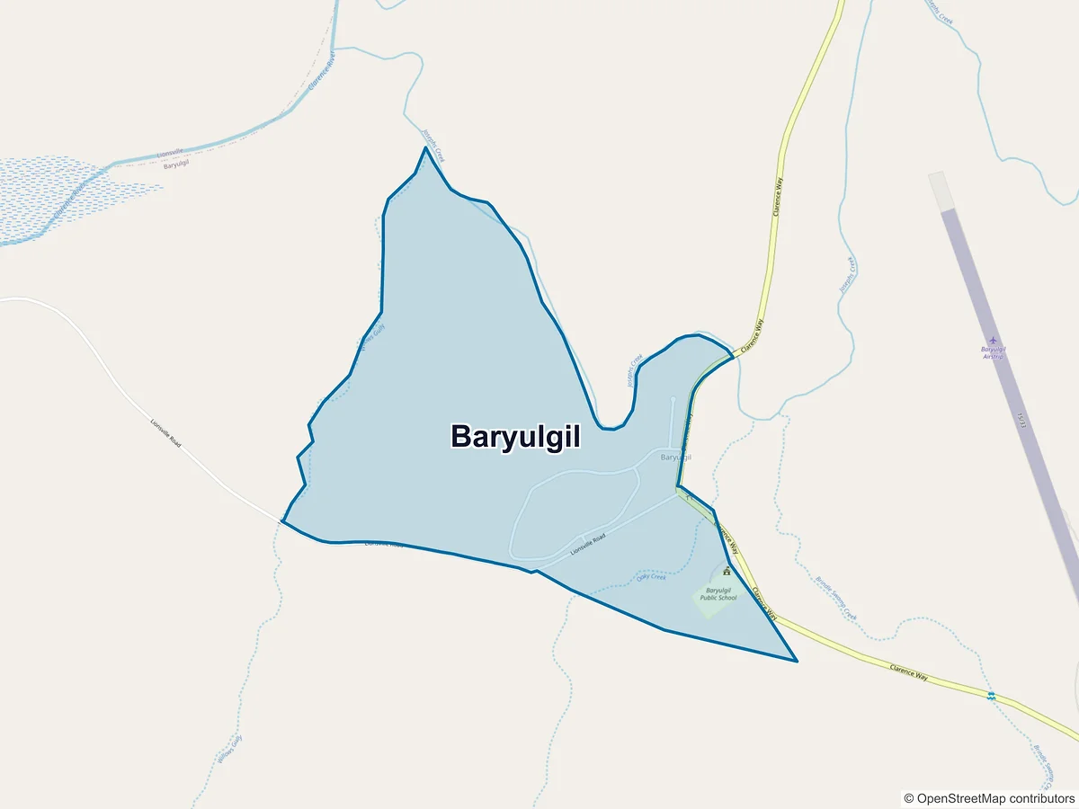 Map of Baryulgil, NSW, Australia