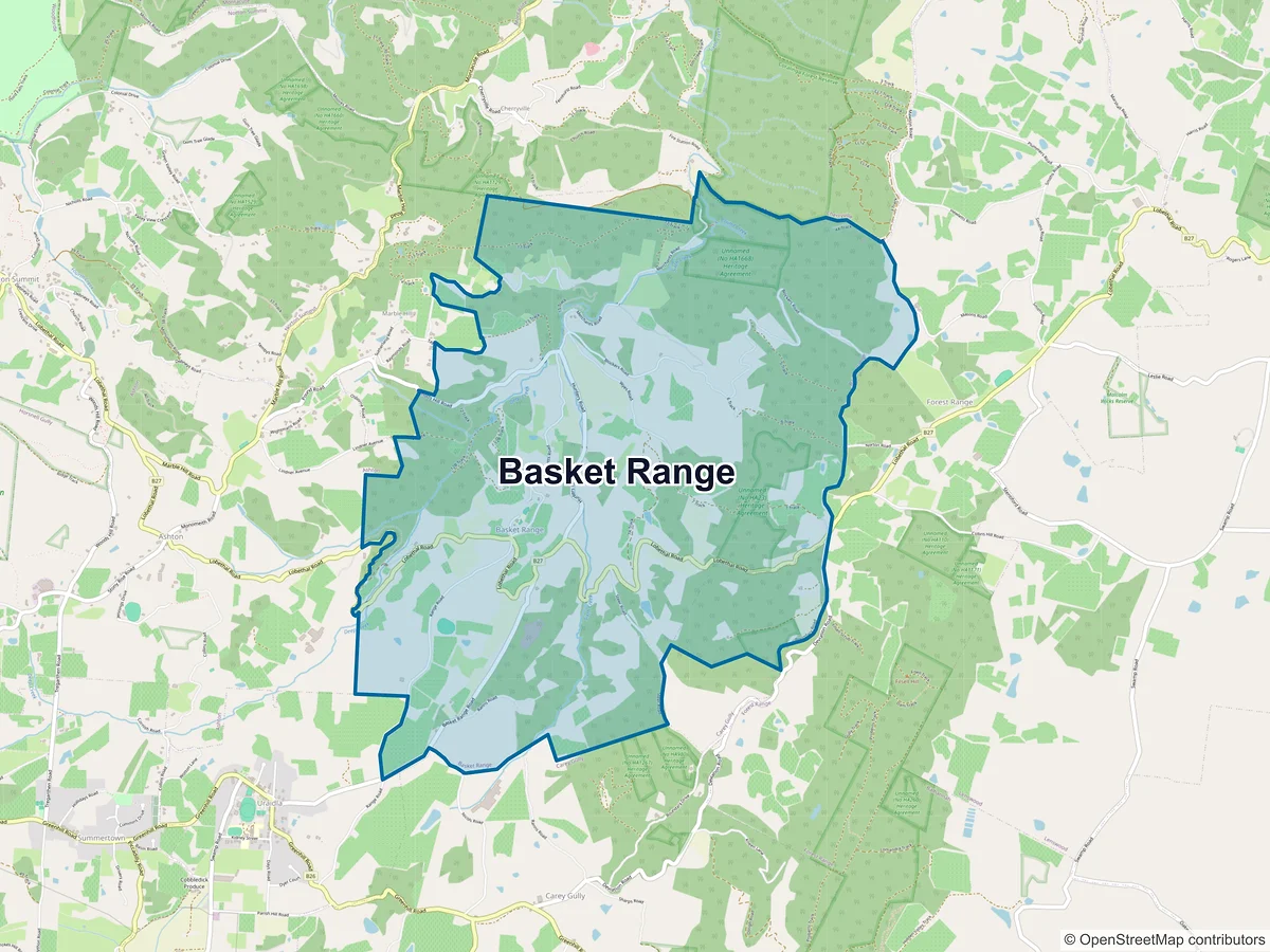 Map of Basket Range, SA, Australia