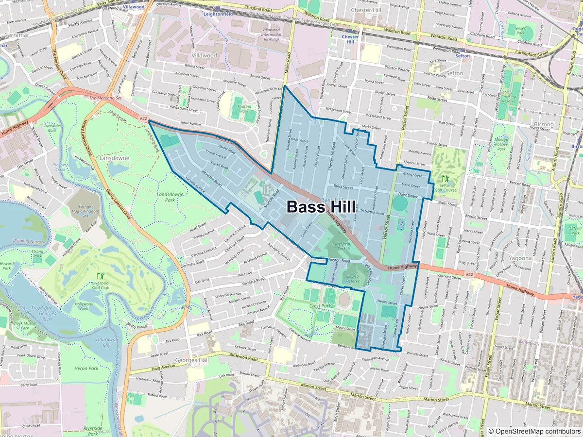 Map of Bass Hill, NSW, Australia