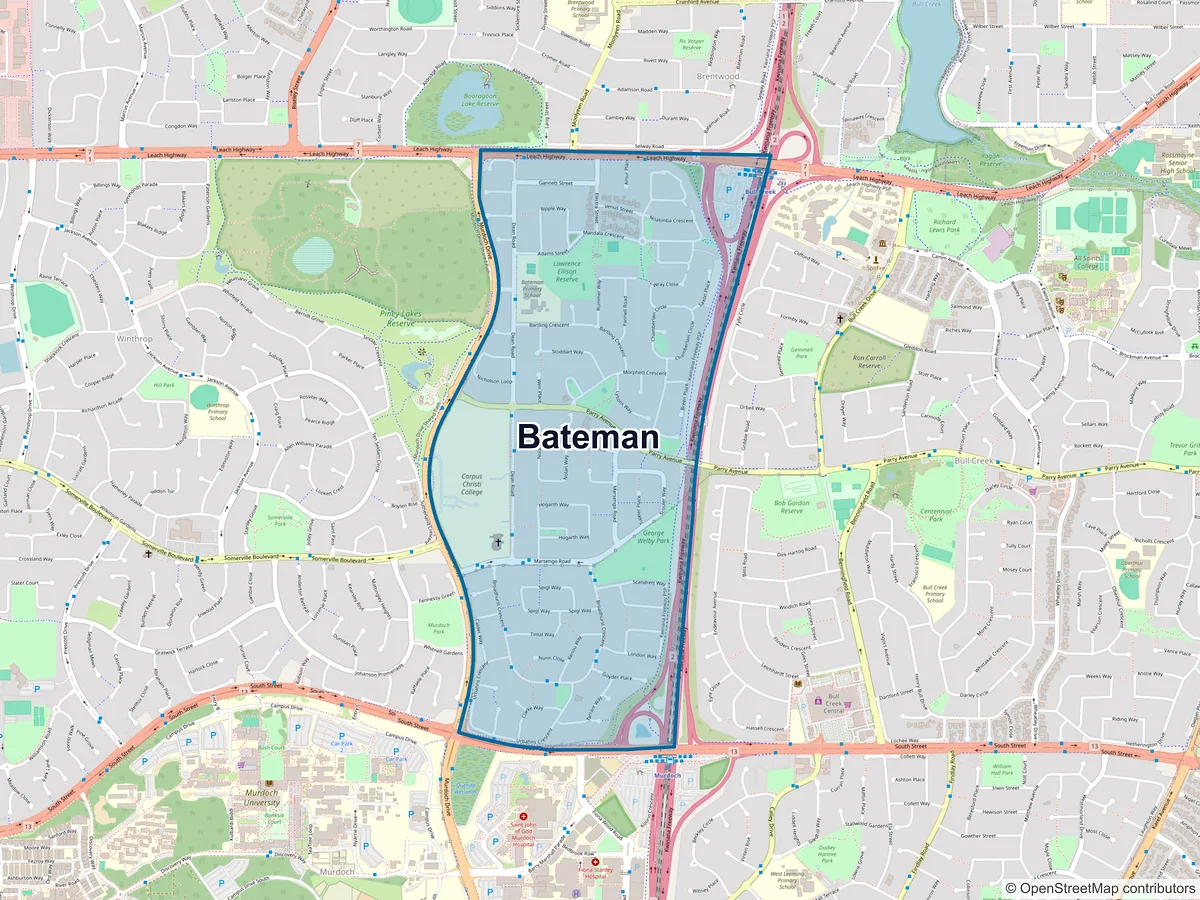 Map of Bateman, WA, Australia