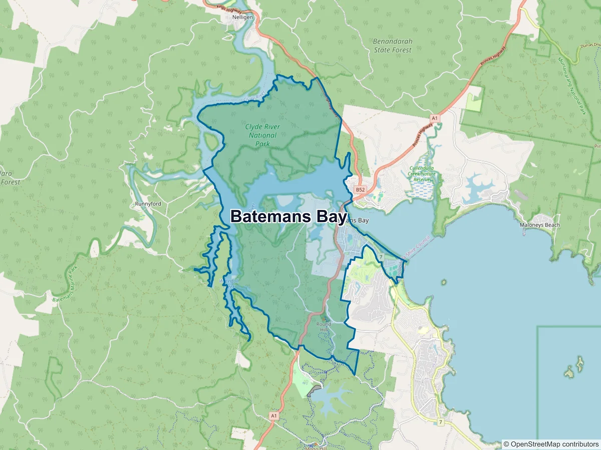 Map of Batemans Bay, NSW, Australia