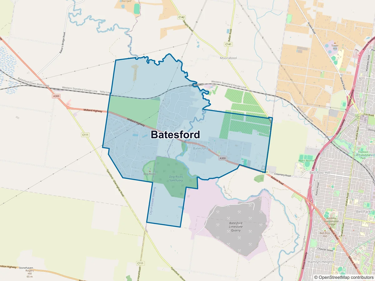 Map of Batesford, VIC, Australia
