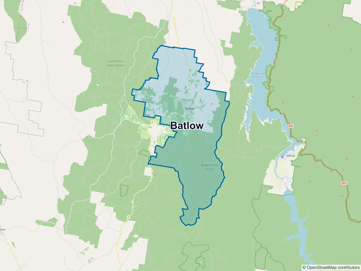 Map of Batlow, NSW, Australia