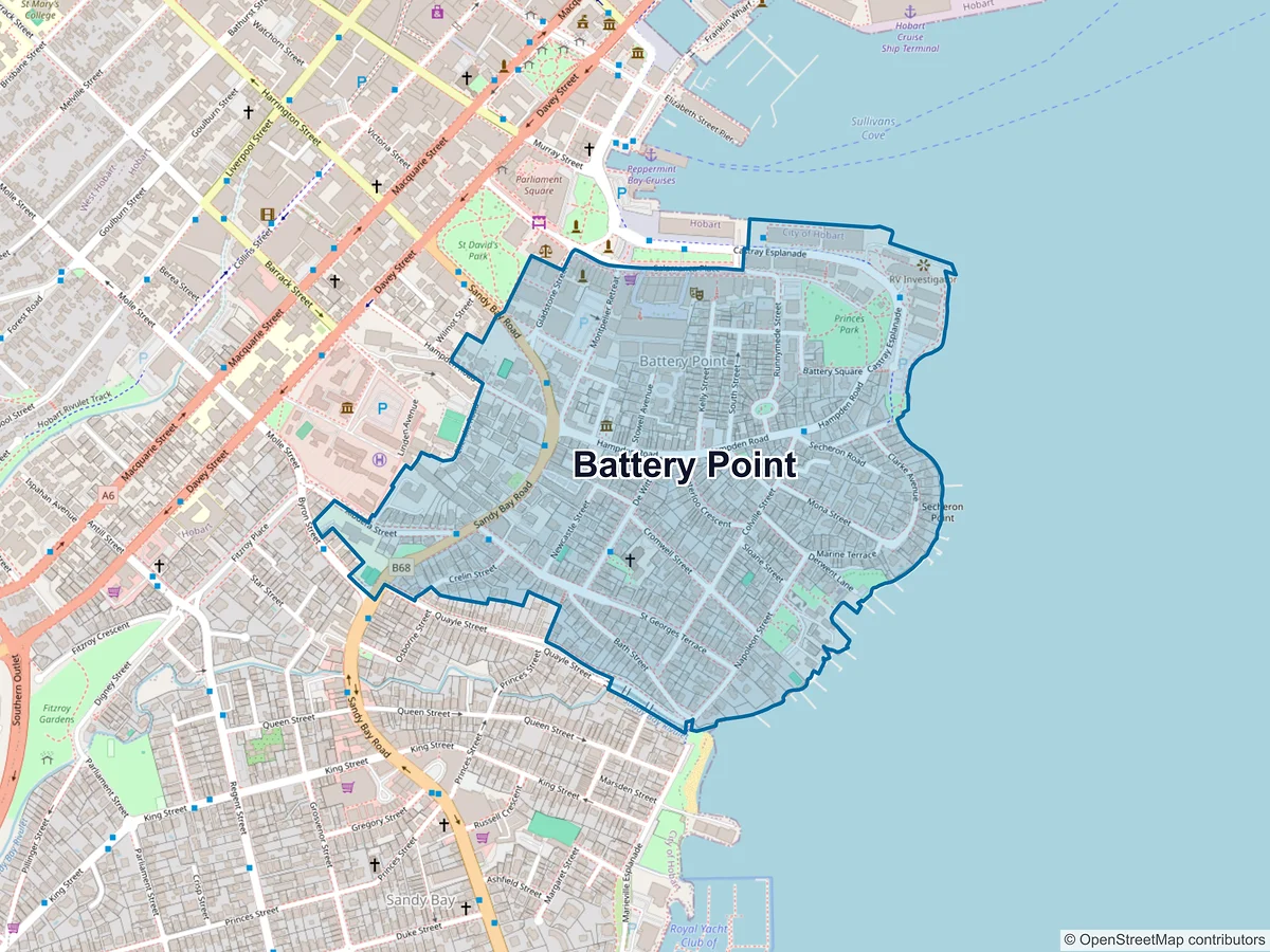 Map of Battery Point, TAS, Australia