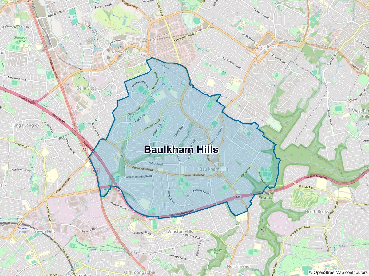 Map of Baulkham Hills, NSW, Australia