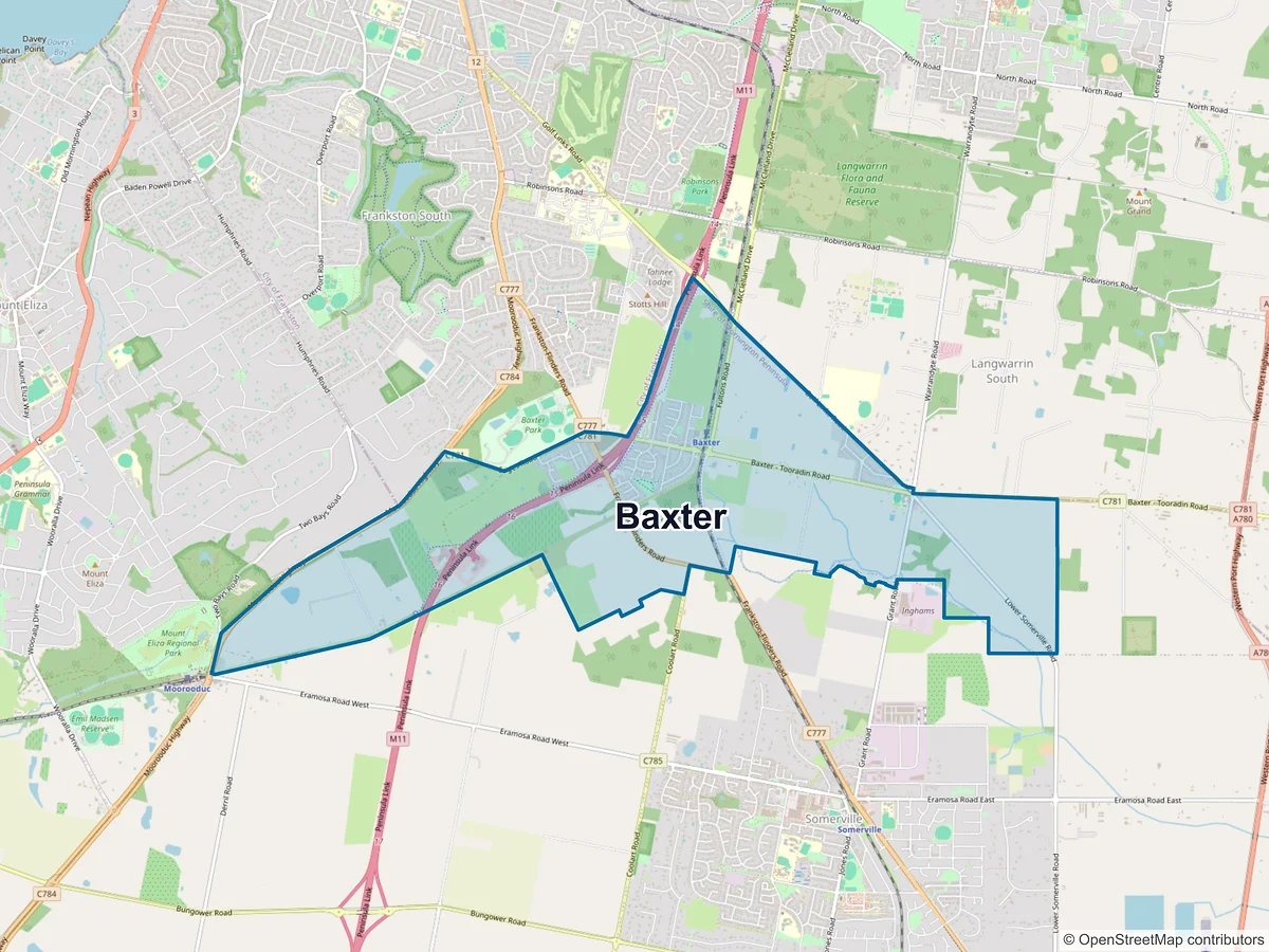 Map of Baxter, VIC, Australia