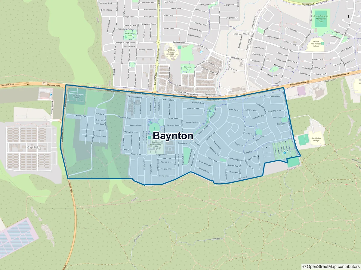 Map of Baynton, WA, Australia