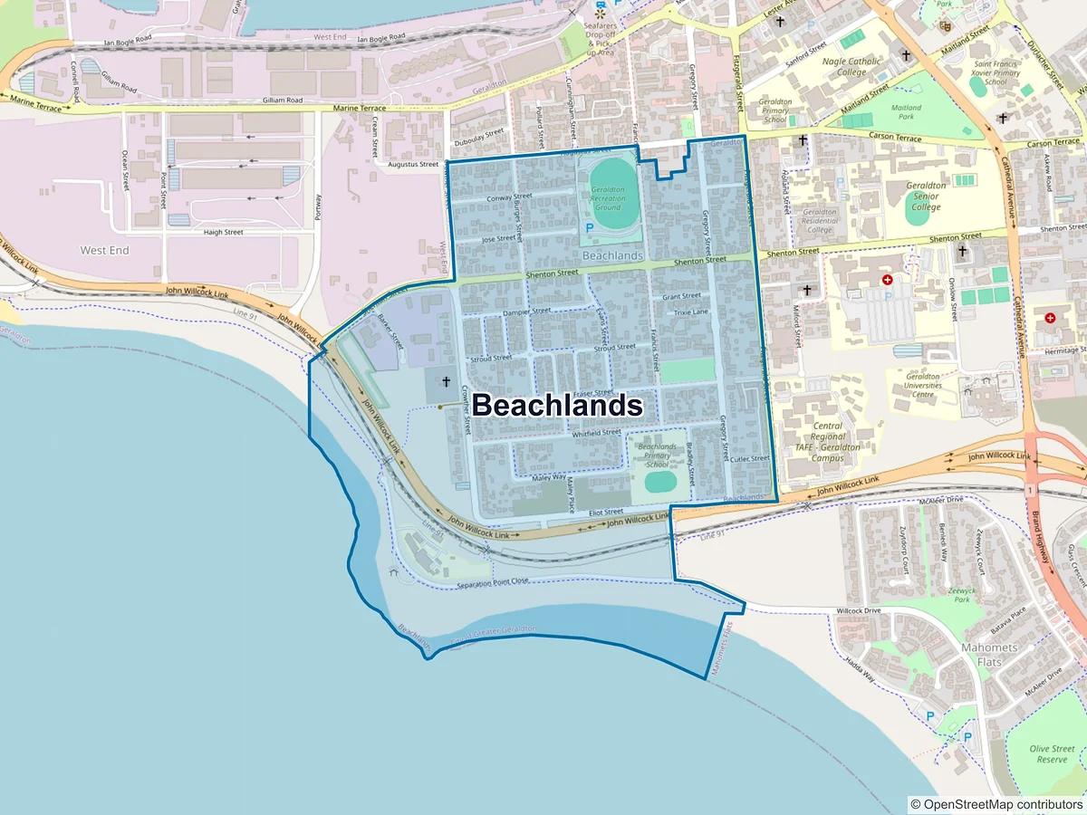 Map of Beachlands, WA, Australia