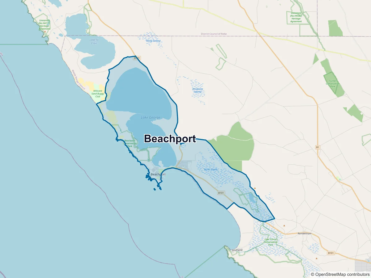 Map of Beachport, SA, Australia