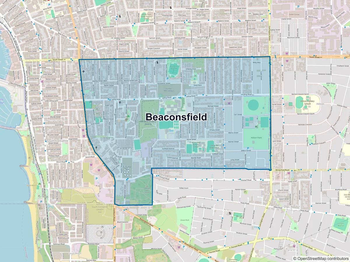 Map of Beaconsfield, WA, Australia