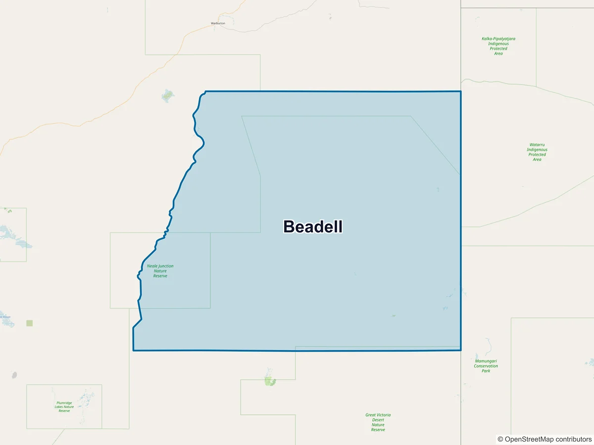 Map of Beadell, WA, Australia