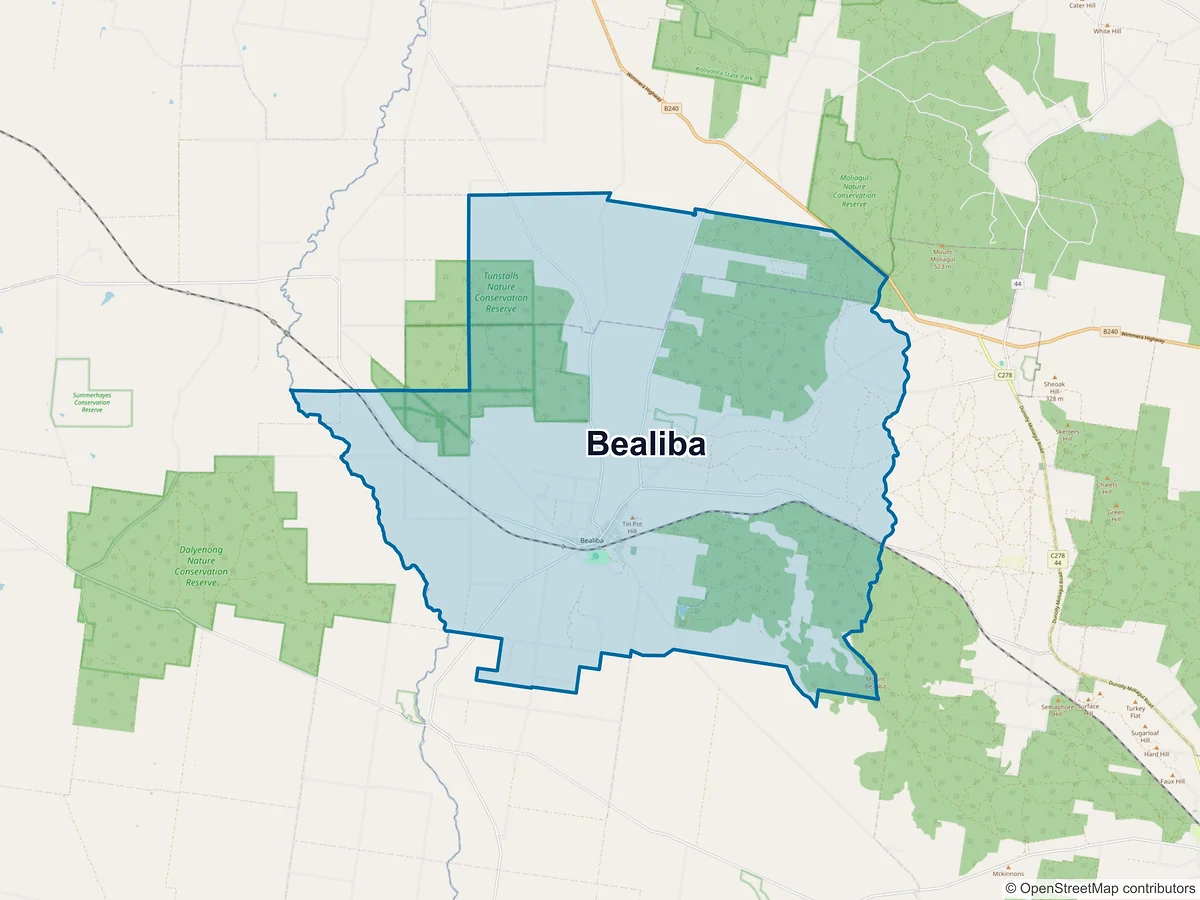 Map of Bealiba, VIC, Australia