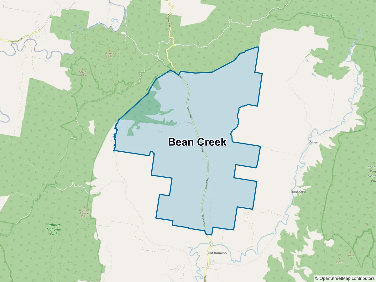 Map of Bean Creek, NSW, Australia
