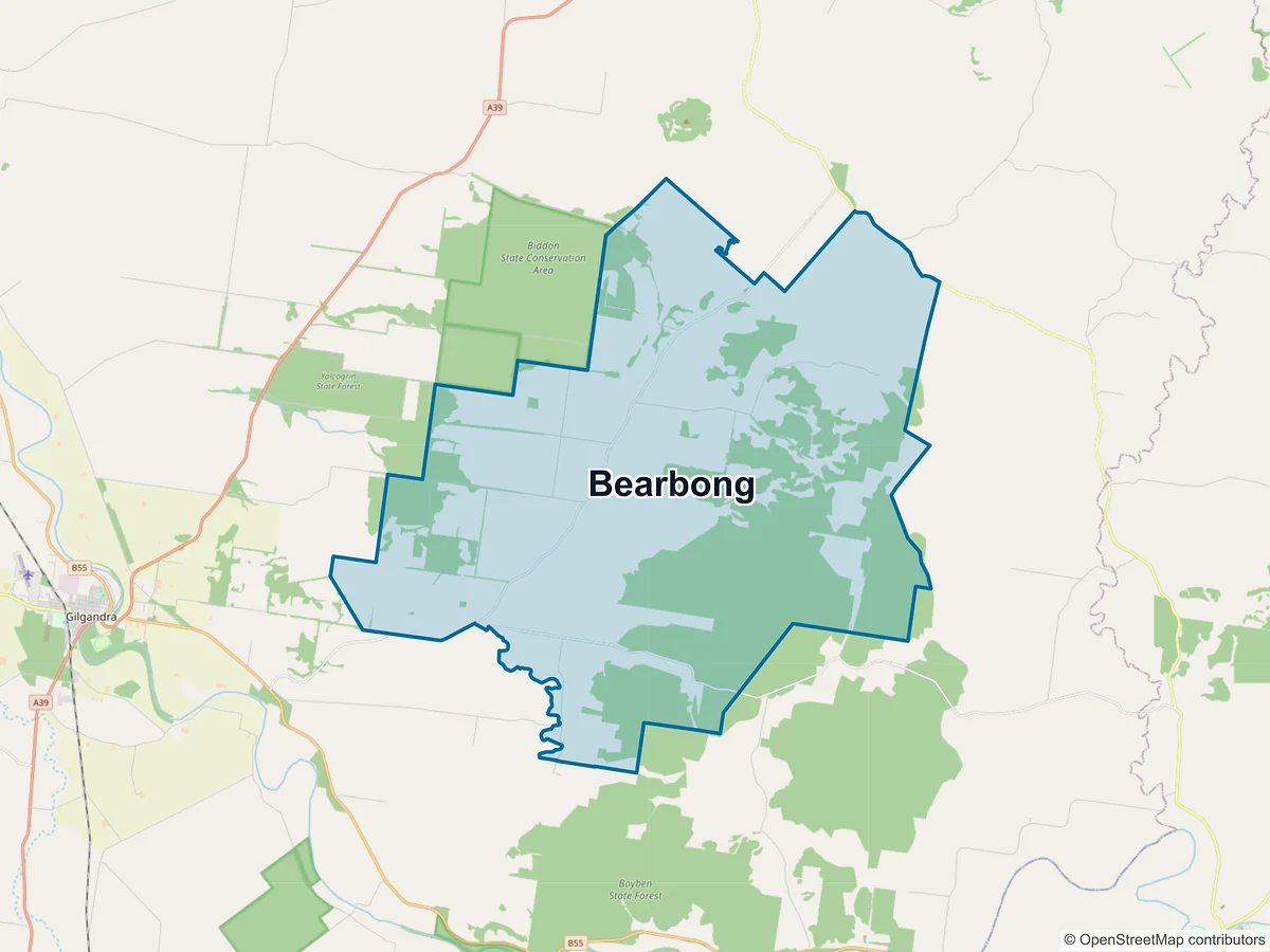 Map of Bearbong, NSW, Australia