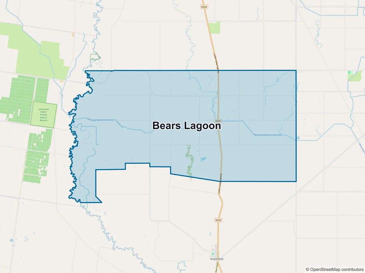 Map of Bears Lagoon, VIC, Australia