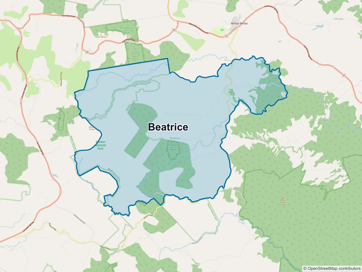 Map of Beatrice, QLD, Australia
