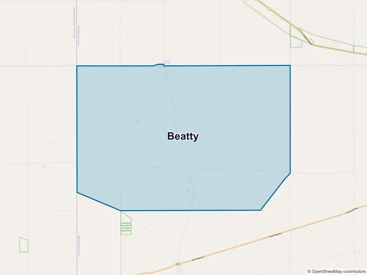 Map of Beatty, SA, Australia