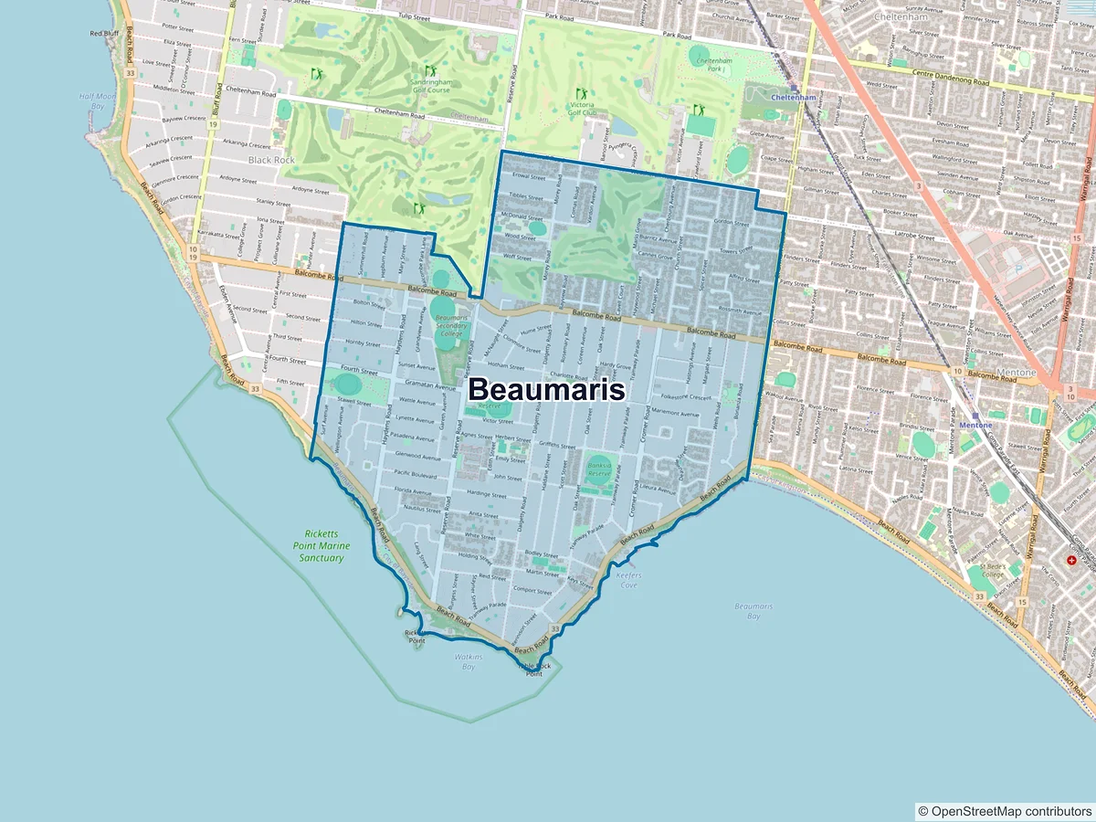 Map of Beaumaris, VIC, Australia