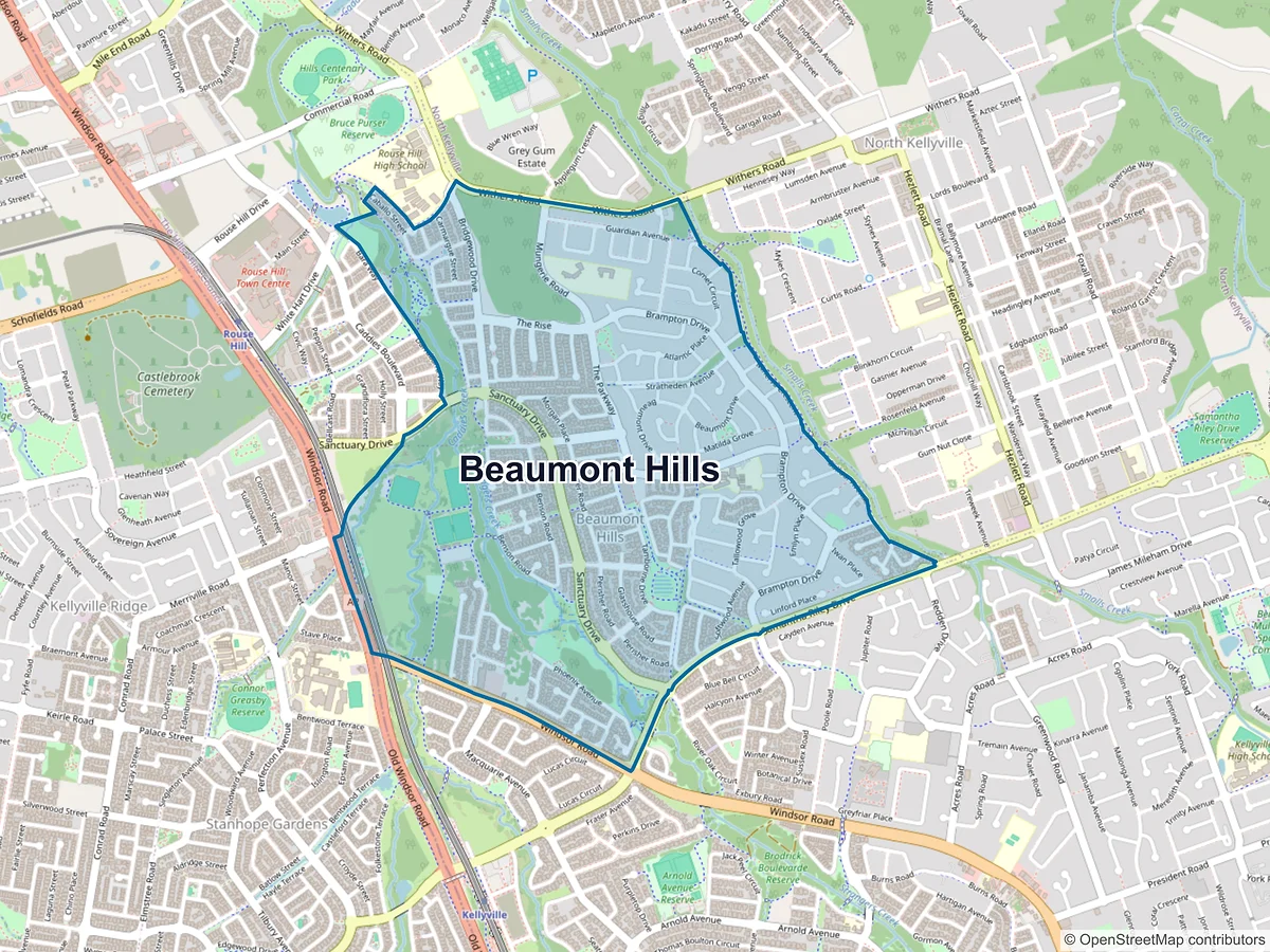 Map of Beaumont Hills, NSW, Australia