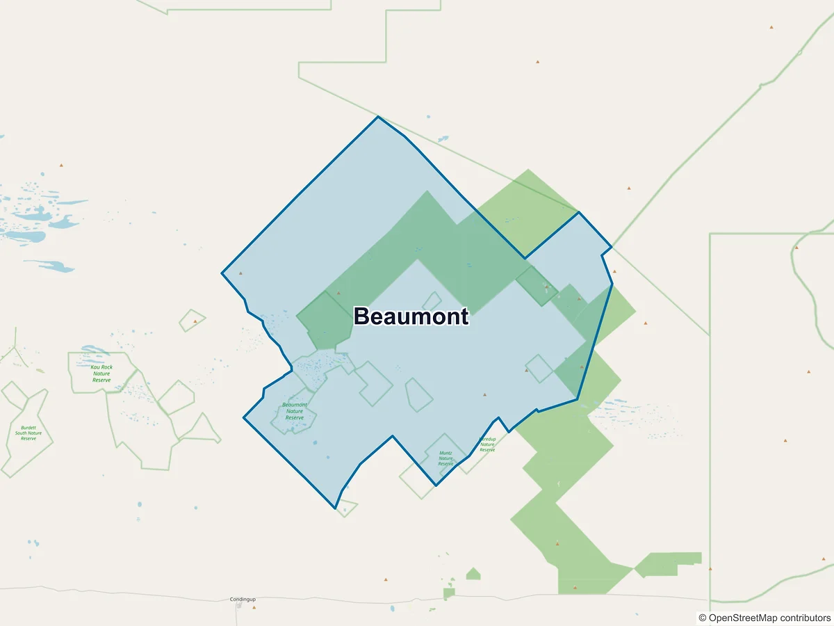 Map of Beaumont, WA, Australia