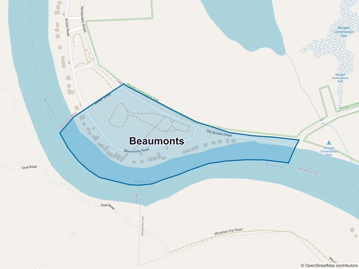 Map of Beaumonts, SA, Australia