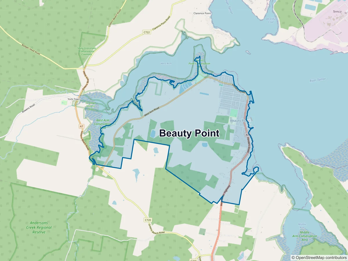 Map of Beauty Point, TAS, Australia