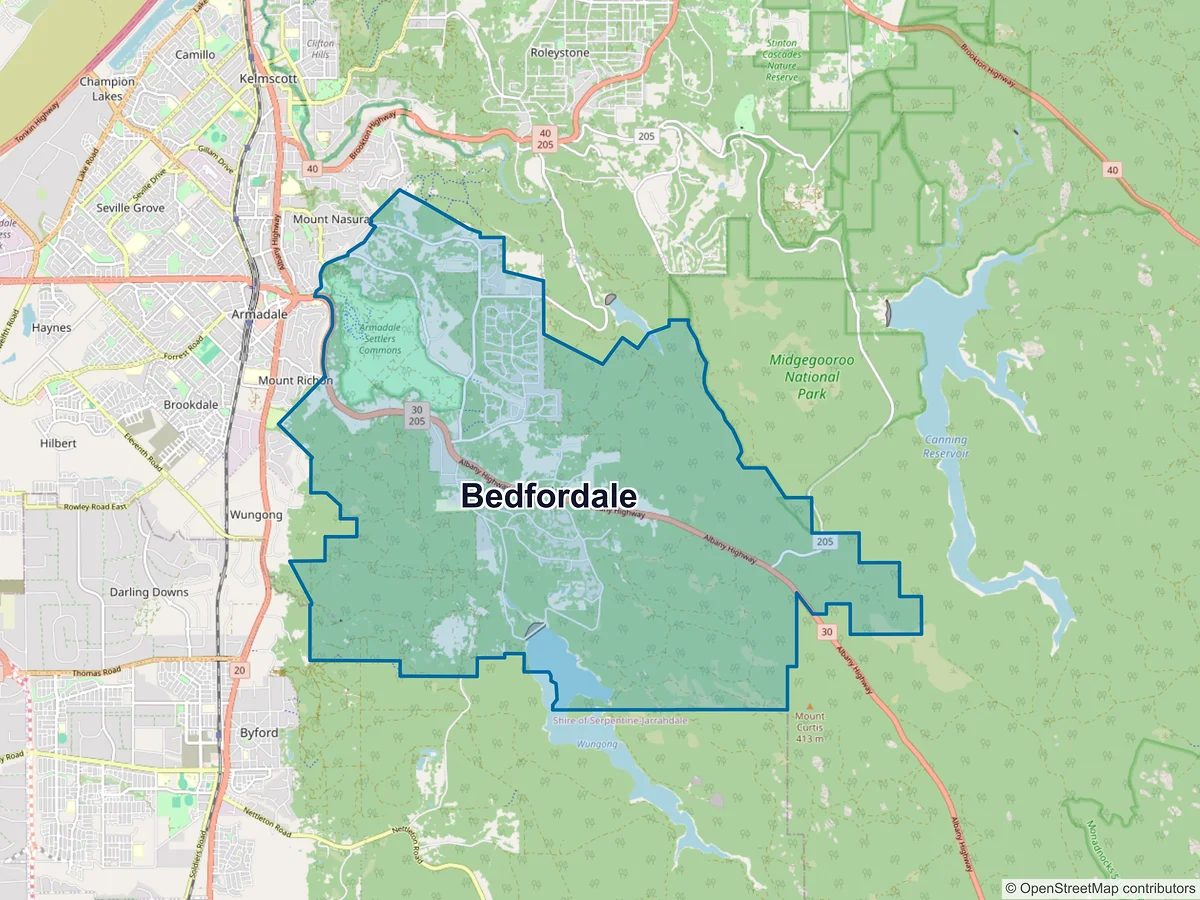 Map of Bedfordale, WA, Australia