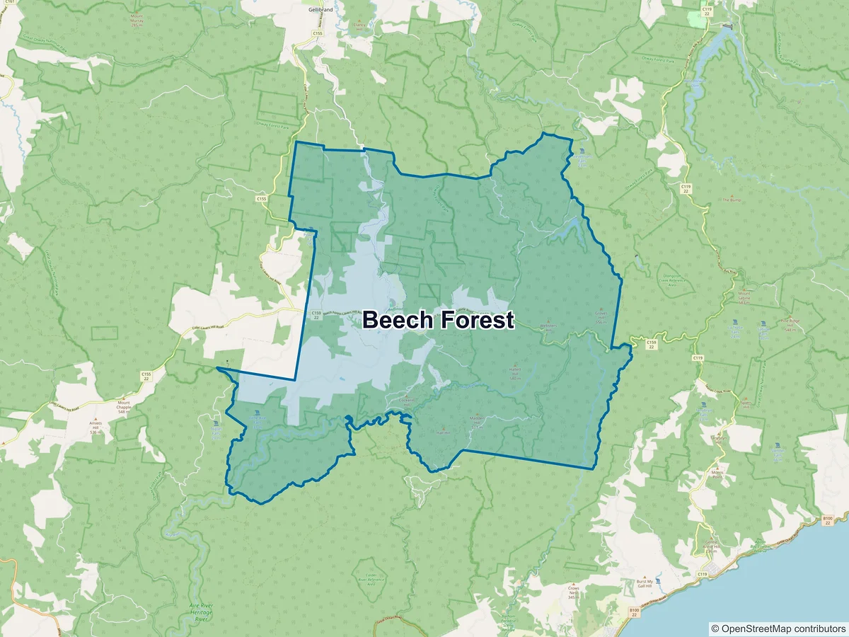Map of Beech Forest, VIC, Australia