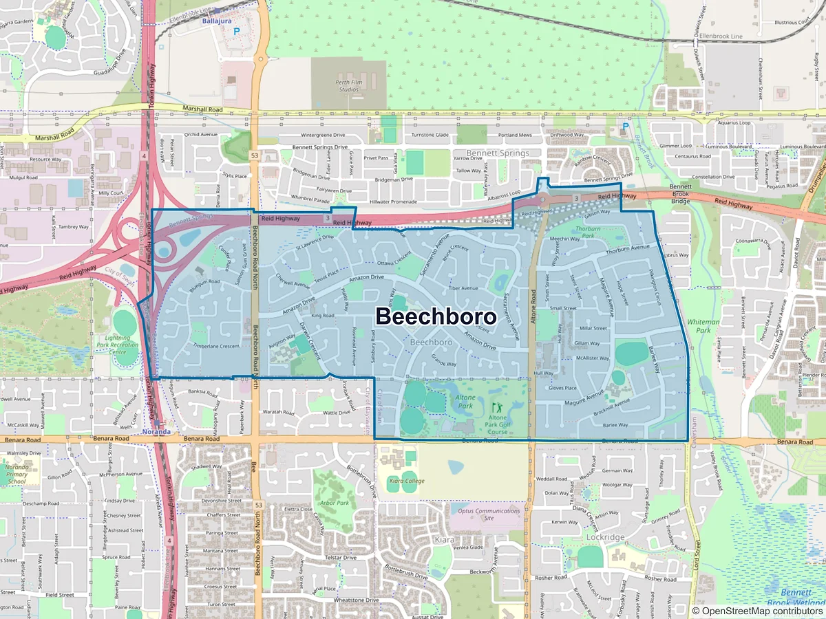 Map of Beechboro, WA, Australia