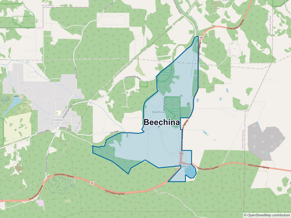 Map of Beechina, WA, Australia