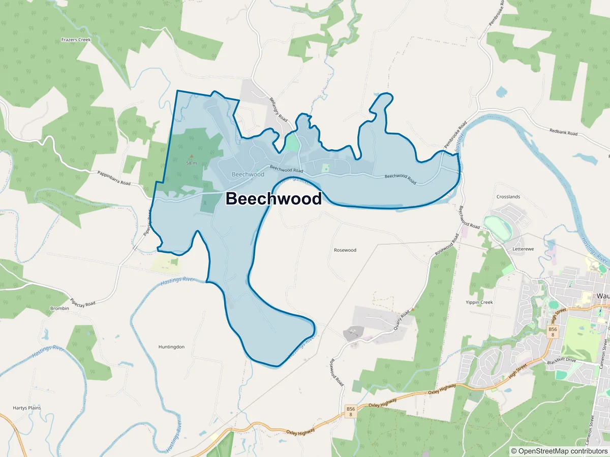 Map of Beechwood, NSW, Australia