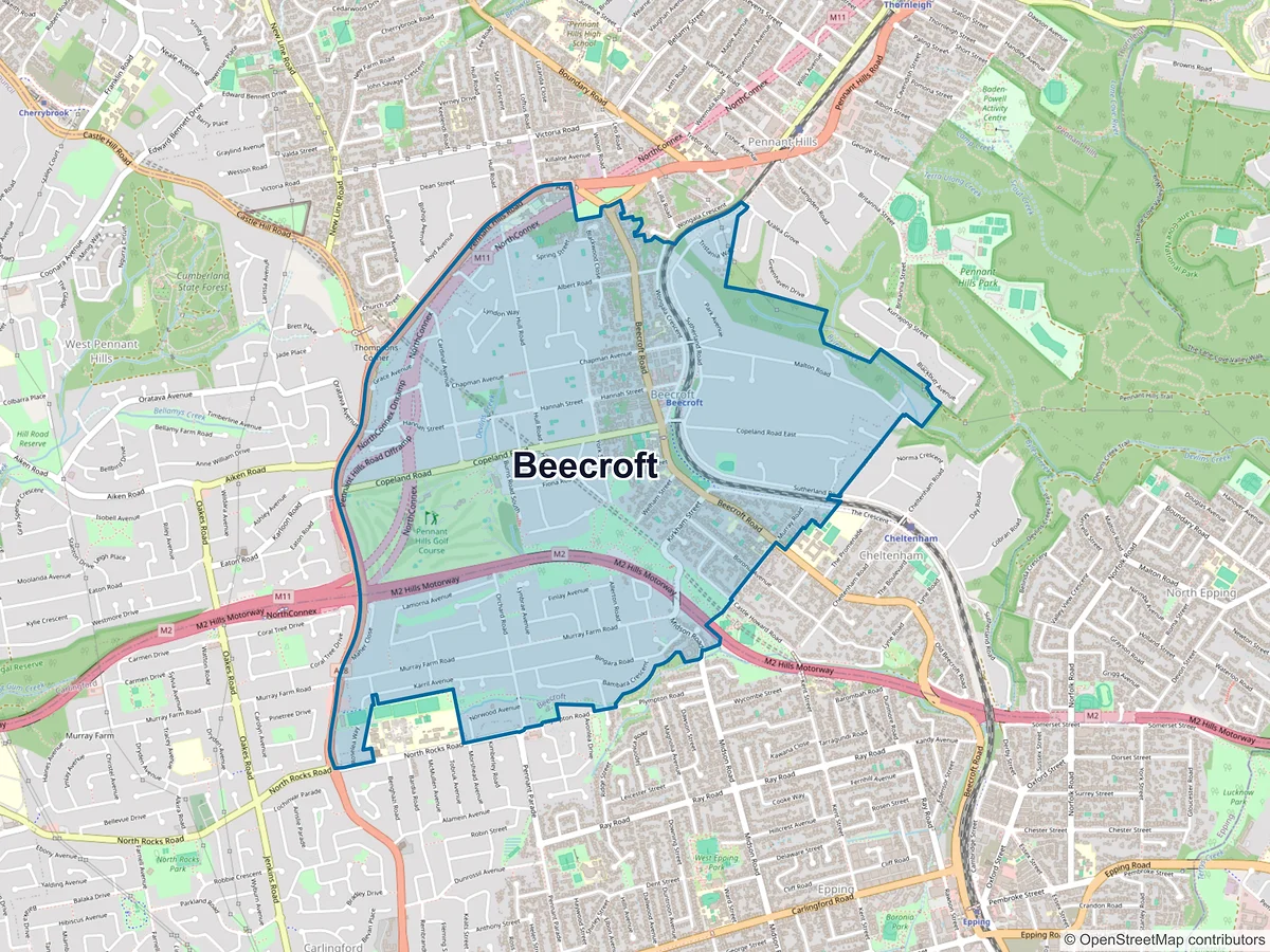 Map of Beecroft, NSW, Australia