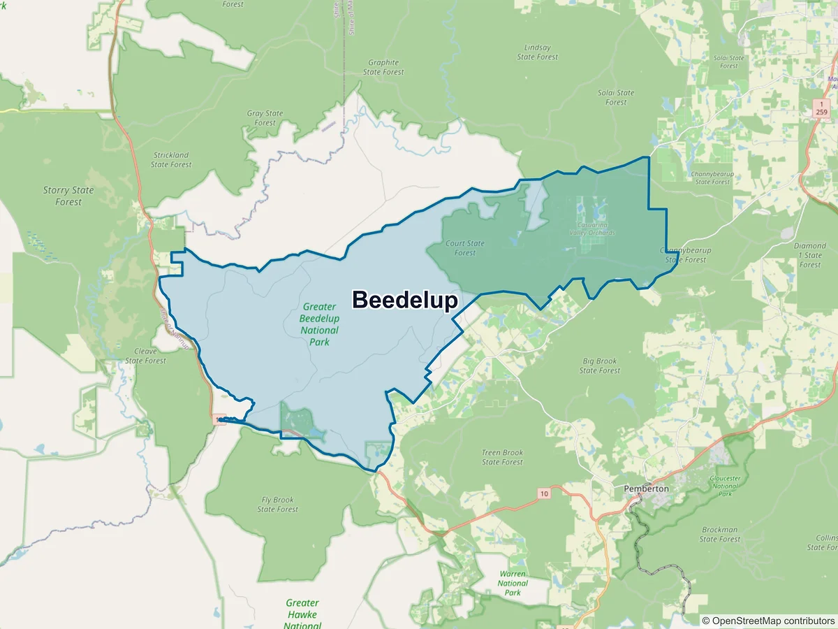 Map of Beedelup, WA, Australia