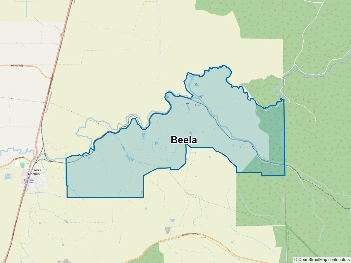 Map of Beela, WA, Australia