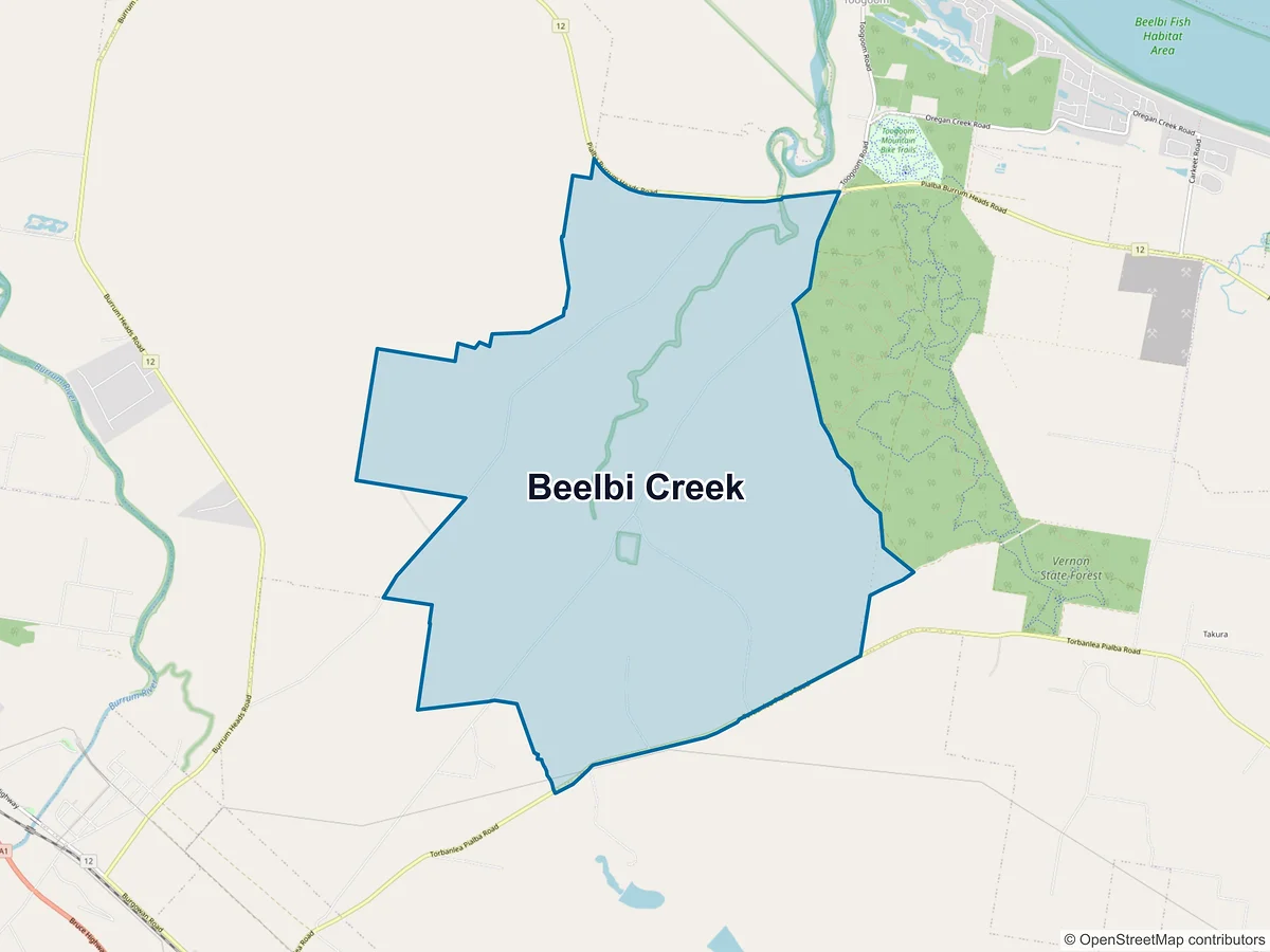 Map of Beelbi Creek, QLD, Australia
