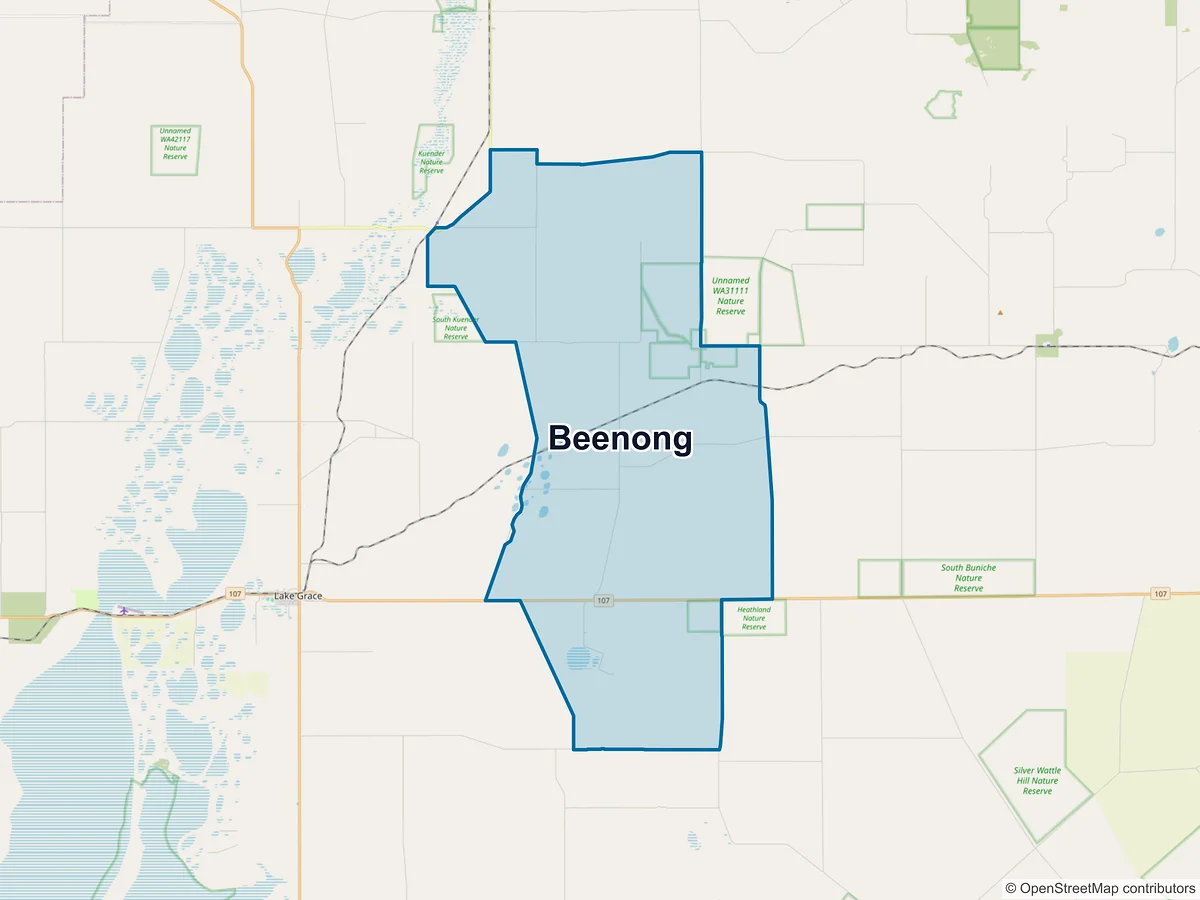 Map of Beenong, WA, Australia