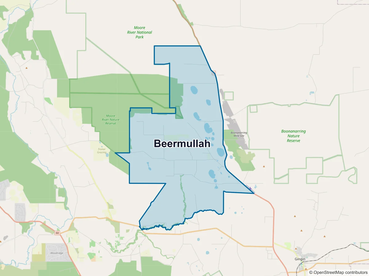 Map of Beermullah, WA, Australia