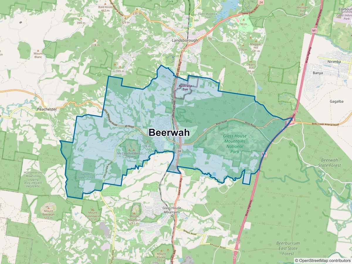 Map of Beerwah, QLD, Australia