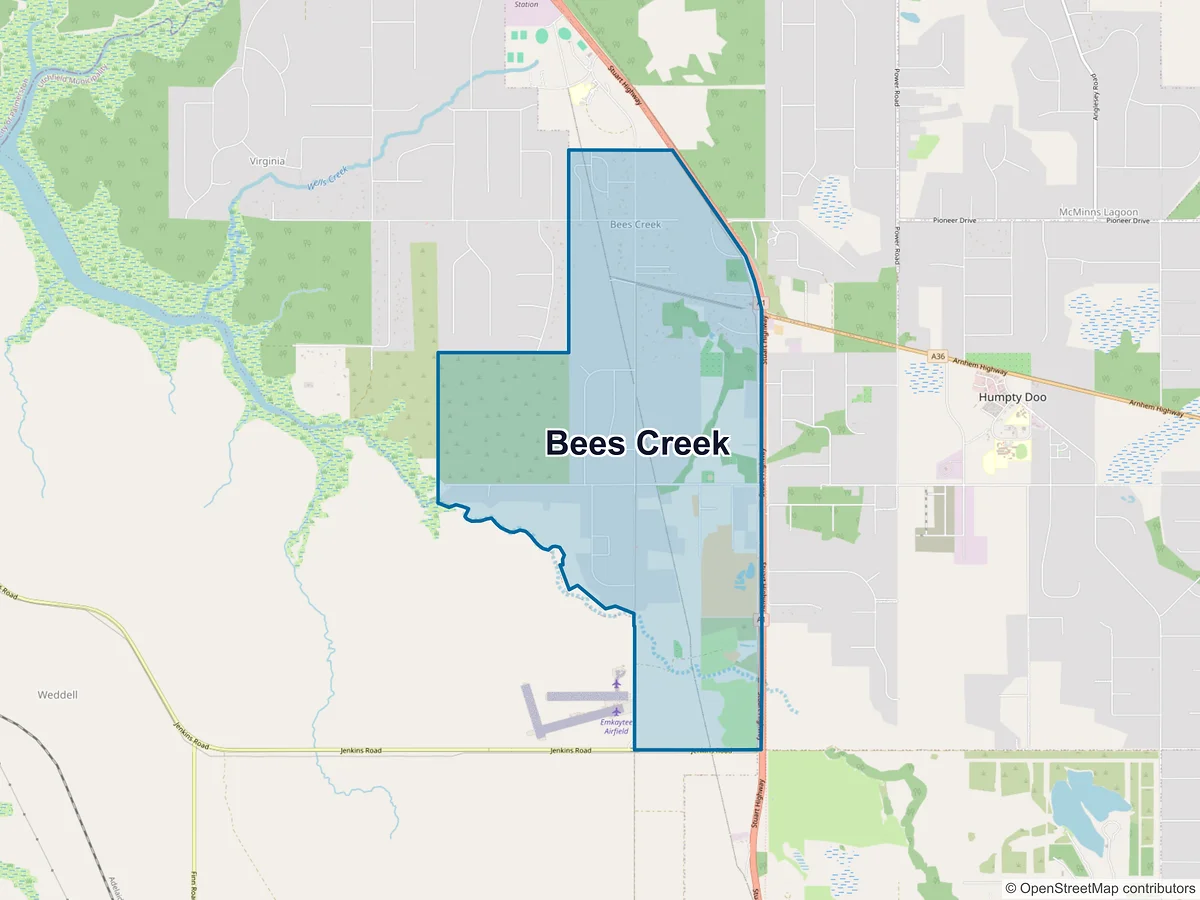 Map of Bees Creek, NT, Australia