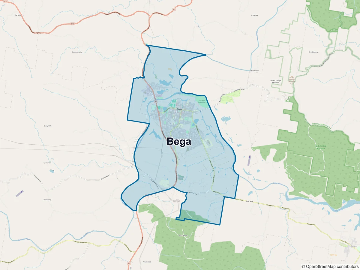 Map of Bega, NSW, Australia
