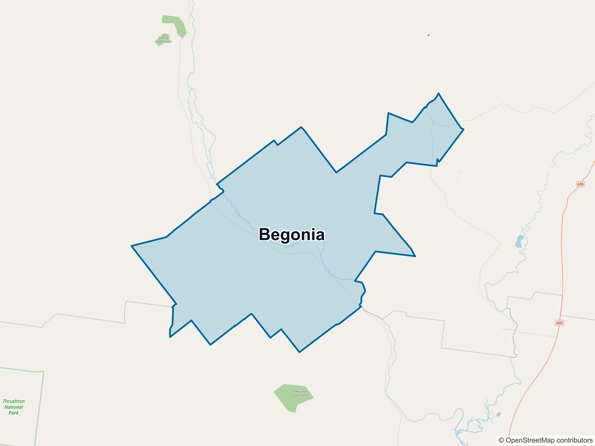 Map of Begonia, QLD, Australia